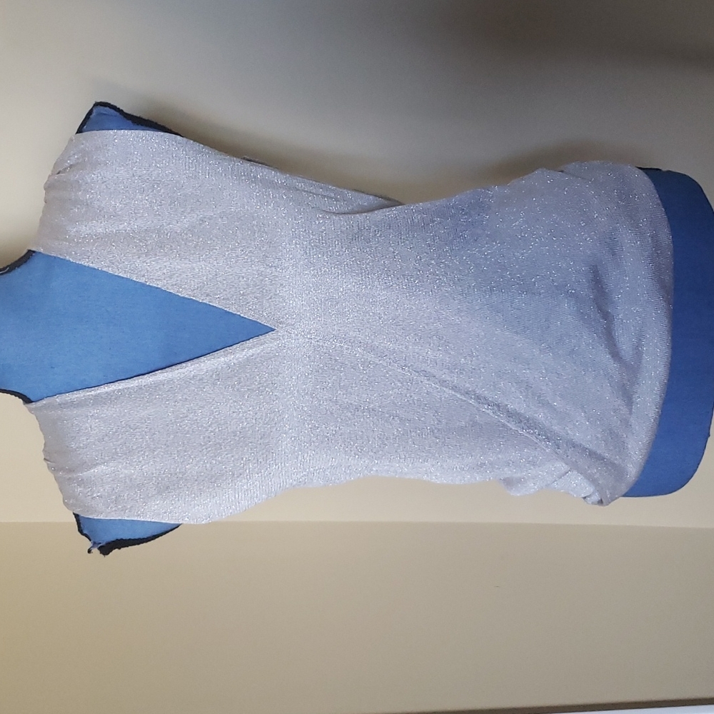 NWT WHBM Sparkly Taupe Faux Wrap Blouse